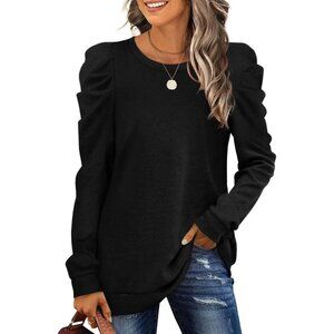 Long Sleeve Shirts for Women Puff Sleeve Tops Pullover Sweaters Fall Fashion Wom